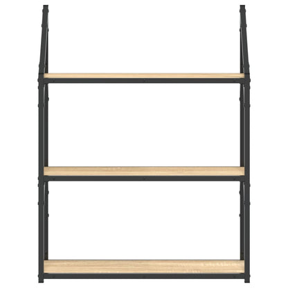 3Patrová Nástěnná Police Dub Sonoma 60 X 21 X 78,5 Cm Kompozit