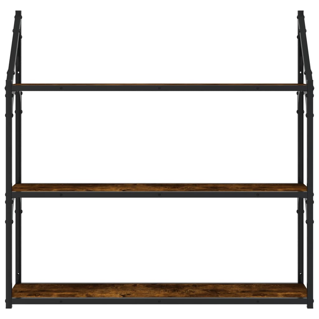 3Patrová Nástěnná Police Kouřový Dub 80 X 21 X 78,5 Cm Kompozit