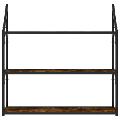 3Patrová Nástěnná Police Kouřový Dub 80 X 21 X 78,5 Cm Kompozit