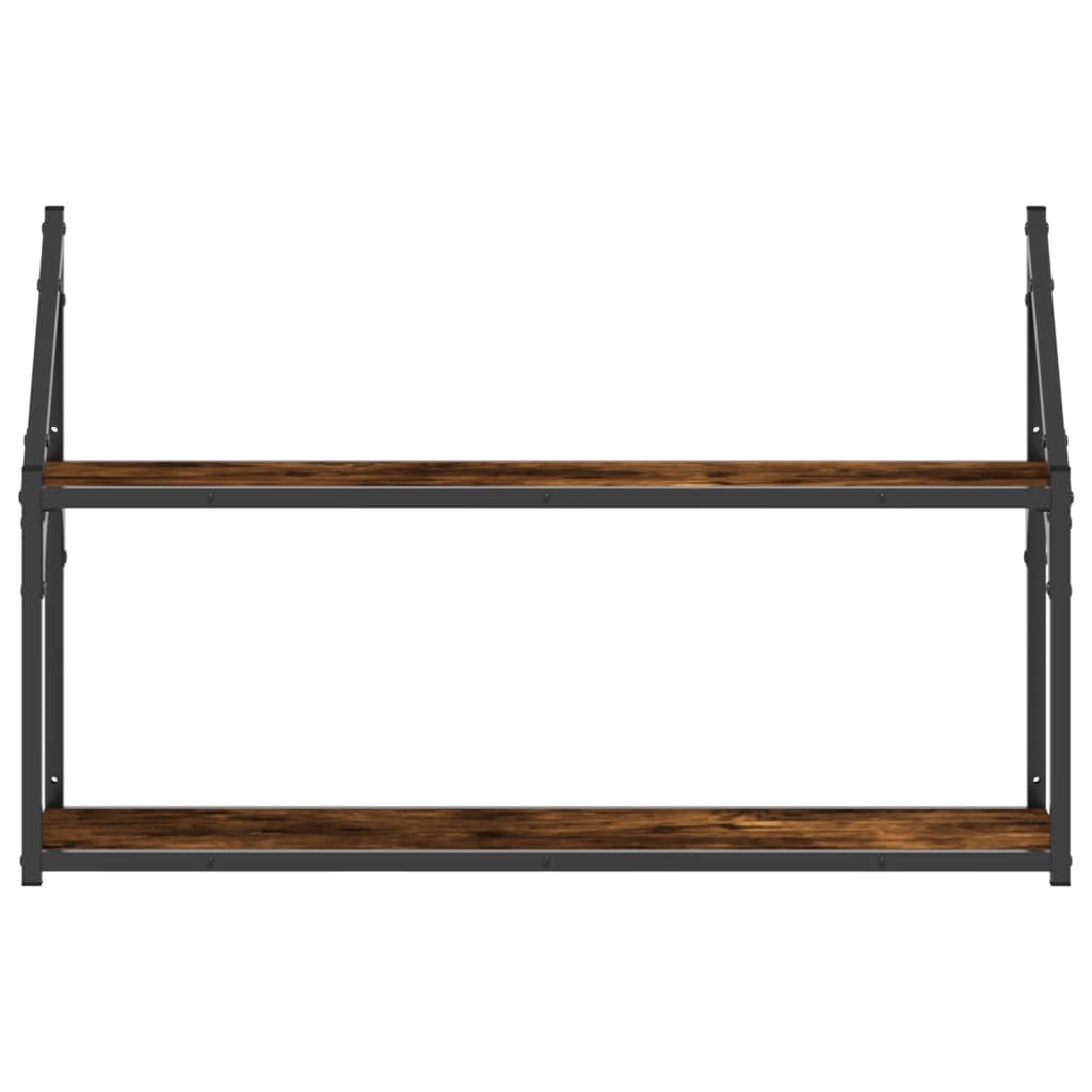 2Patrová Nástěnná Police Kouřový Dub 80 X 21 X 51 Cm Kompozit