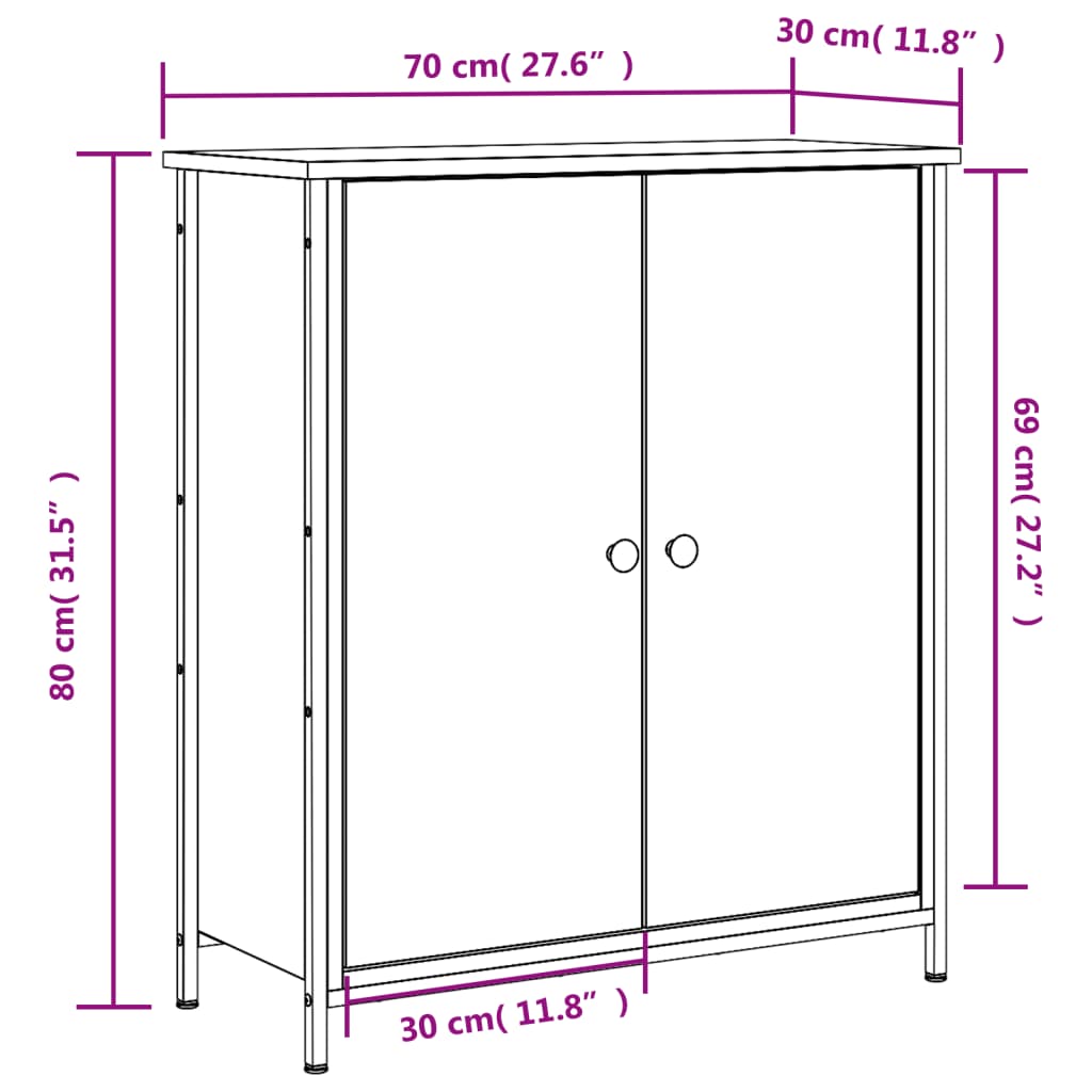 Příborník Kouřový Dub 70 X 30 X 80 Cm Kompozitní Dřevo