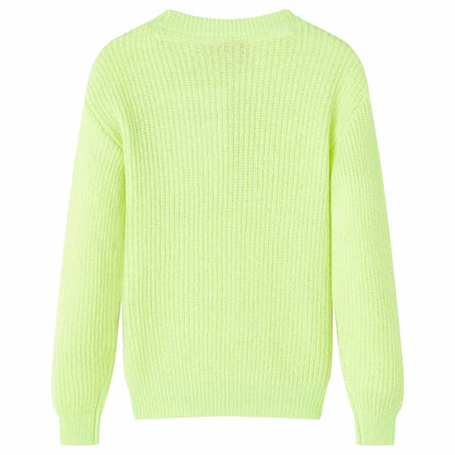Dětský Svetr Pletený Neonově Žlutý 116