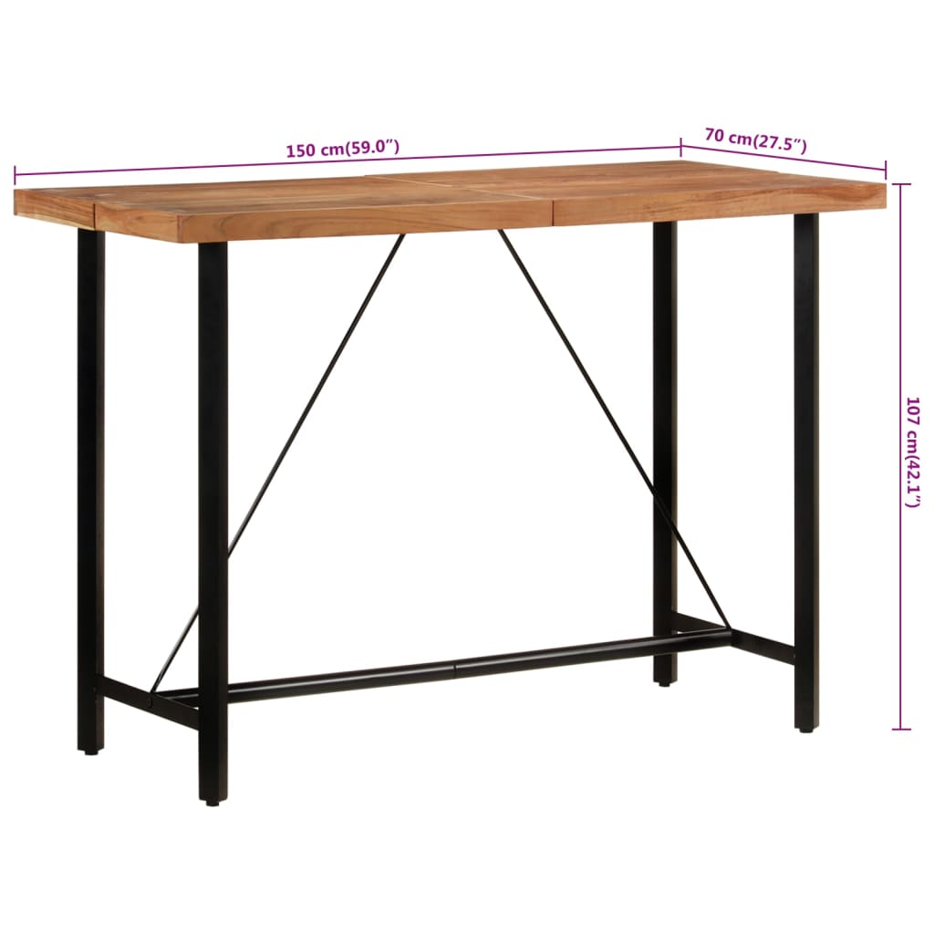 Barový Stůl 150 X 70 X 107 Cm Masivní Akáciové Dřevo A Železo