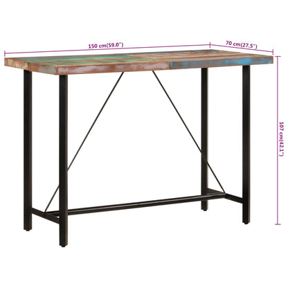 Barový Stůl 150 X 70 X 107 Cm Masivní Recyklované Dřevo