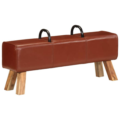 Lavice Gymnastický Kůň Hnědá 110 Cm Pravá Kůže