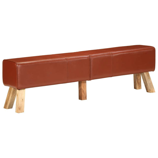 Lavice Gymnastický Kůň Hnědá 160 Cm Pravá Kůže
