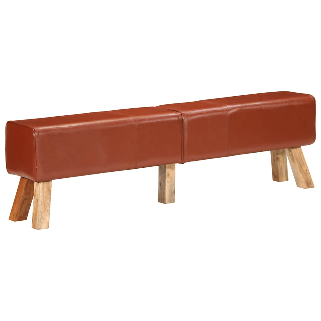 Lavice Gymnastický Kůň Hnědá 160 Cm Pravá Kůže