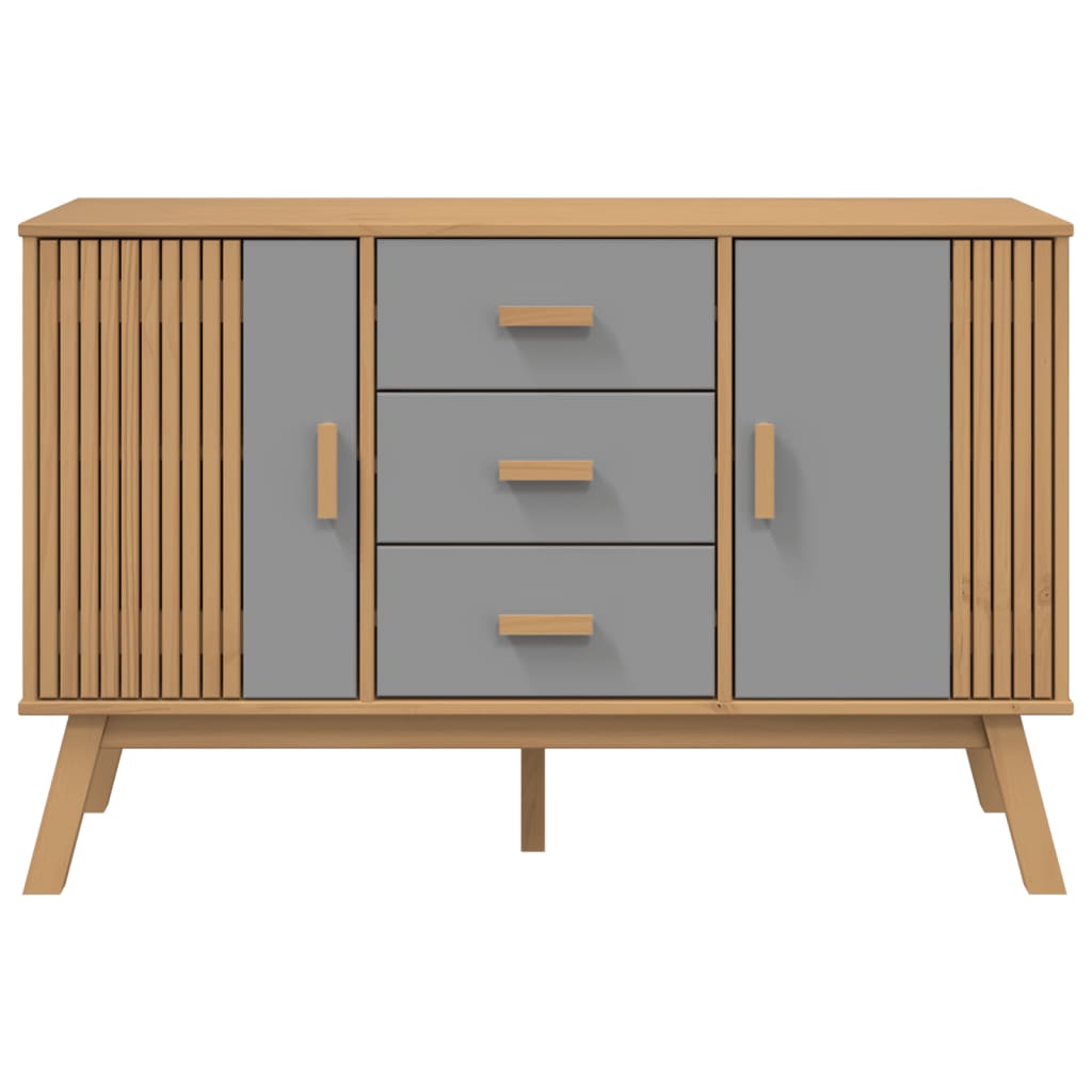 Příborník Olden Šedý A Hnědý 114X43X73,5 Cm Masivní Borovice