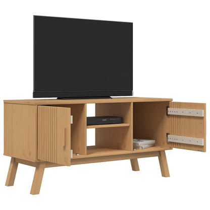 Tv Skříňka Olden Hnědá 114 X 43 X 57 Cm Masivní Borové Dřevo