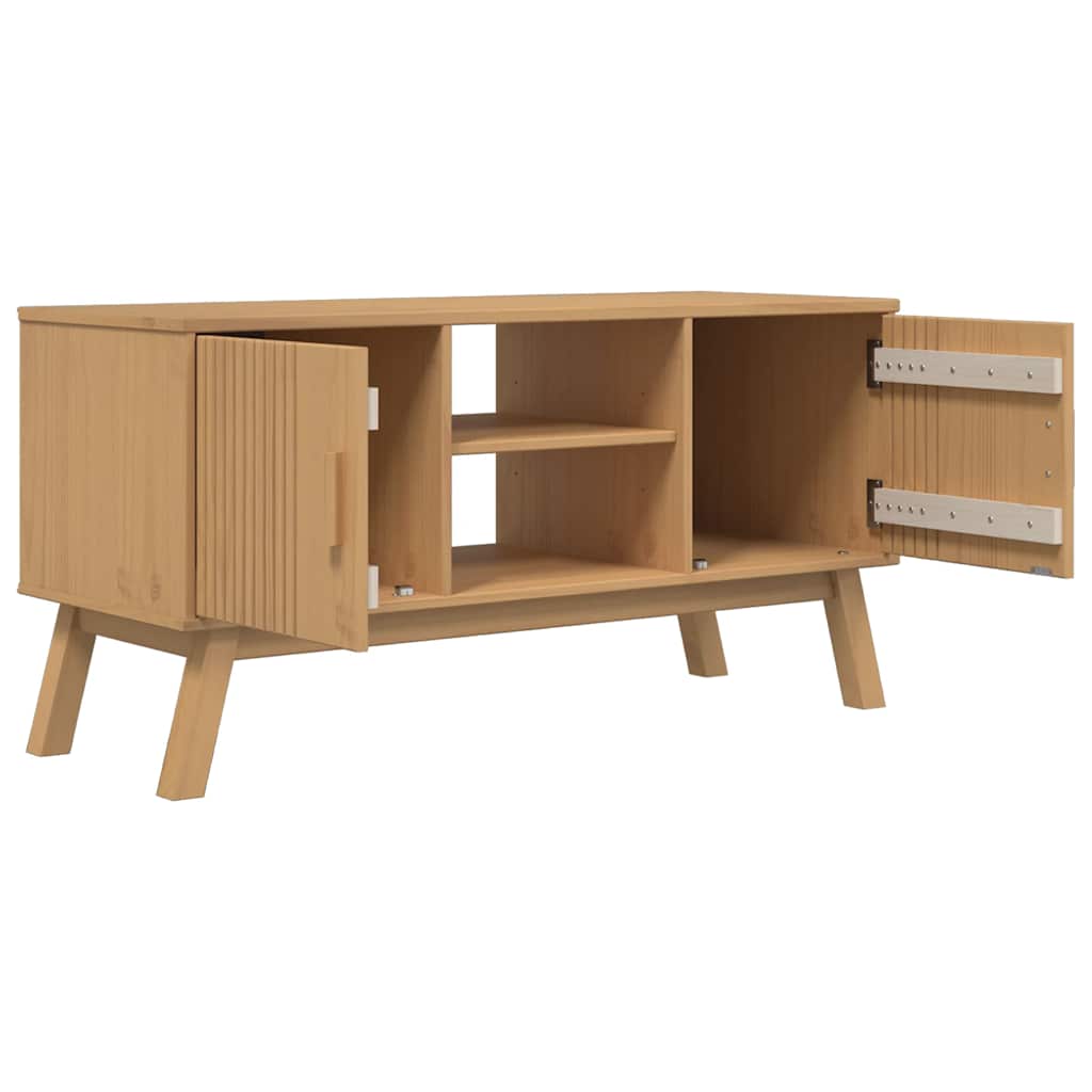 Tv Skříňka Olden Hnědá 114 X 43 X 57 Cm Masivní Borové Dřevo