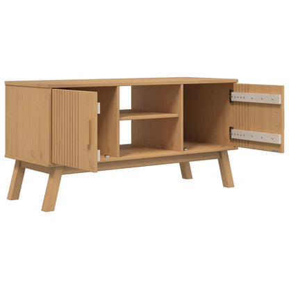 Tv Skříňka Olden Hnědá 114 X 43 X 57 Cm Masivní Borové Dřevo