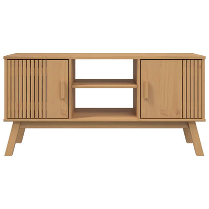 Tv Skříňka Olden Hnědá 114 X 43 X 57 Cm Masivní Borové Dřevo