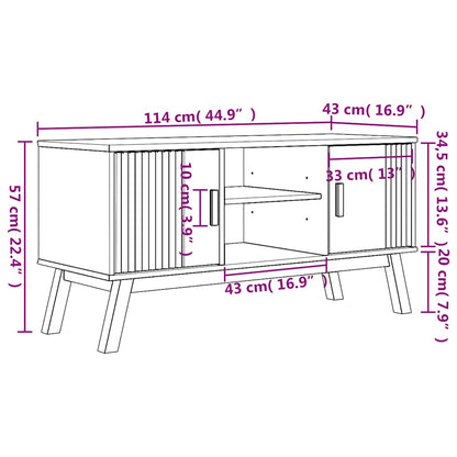 Tv Skříňka Olden Hnědá 114 X 43 X 57 Cm Masivní Borové Dřevo