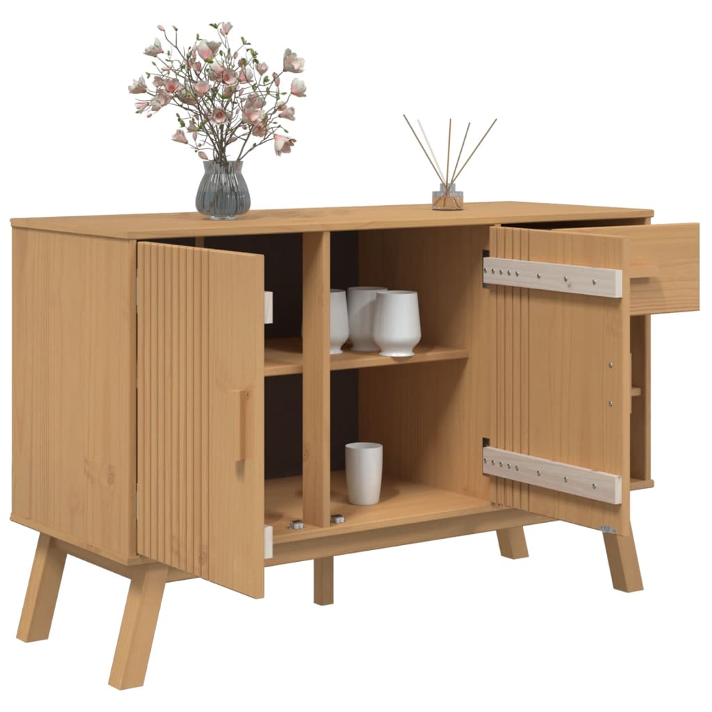 Příborník Olden Hnědý 114 X 43 X 73,5 Cm Masivní Borové Dřevo