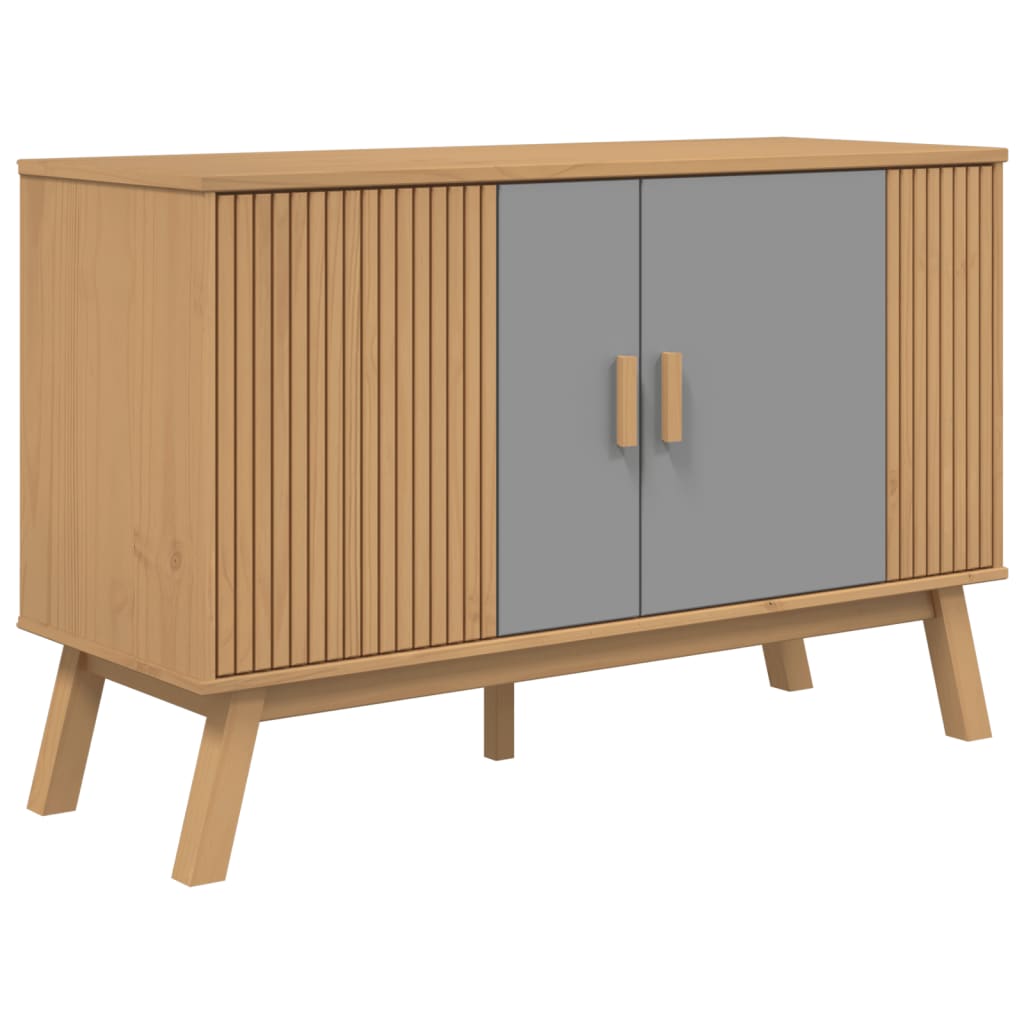 Příborník Olden Šedý A Hnědý 114X43X73,5 Cm Masivní Borovice