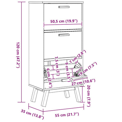 Botník Olden Hnědý 55 X 35 X Masivní Borové Dřevo Hnědá