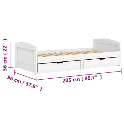 Válenda Se 2 Zásuvkami Irun 90X200 Cm Masivní Borové Dřevo