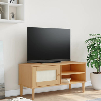 Tv Skříňka Senja Ratanový Vzhled 106 X 40 X 49 Cm Borovice