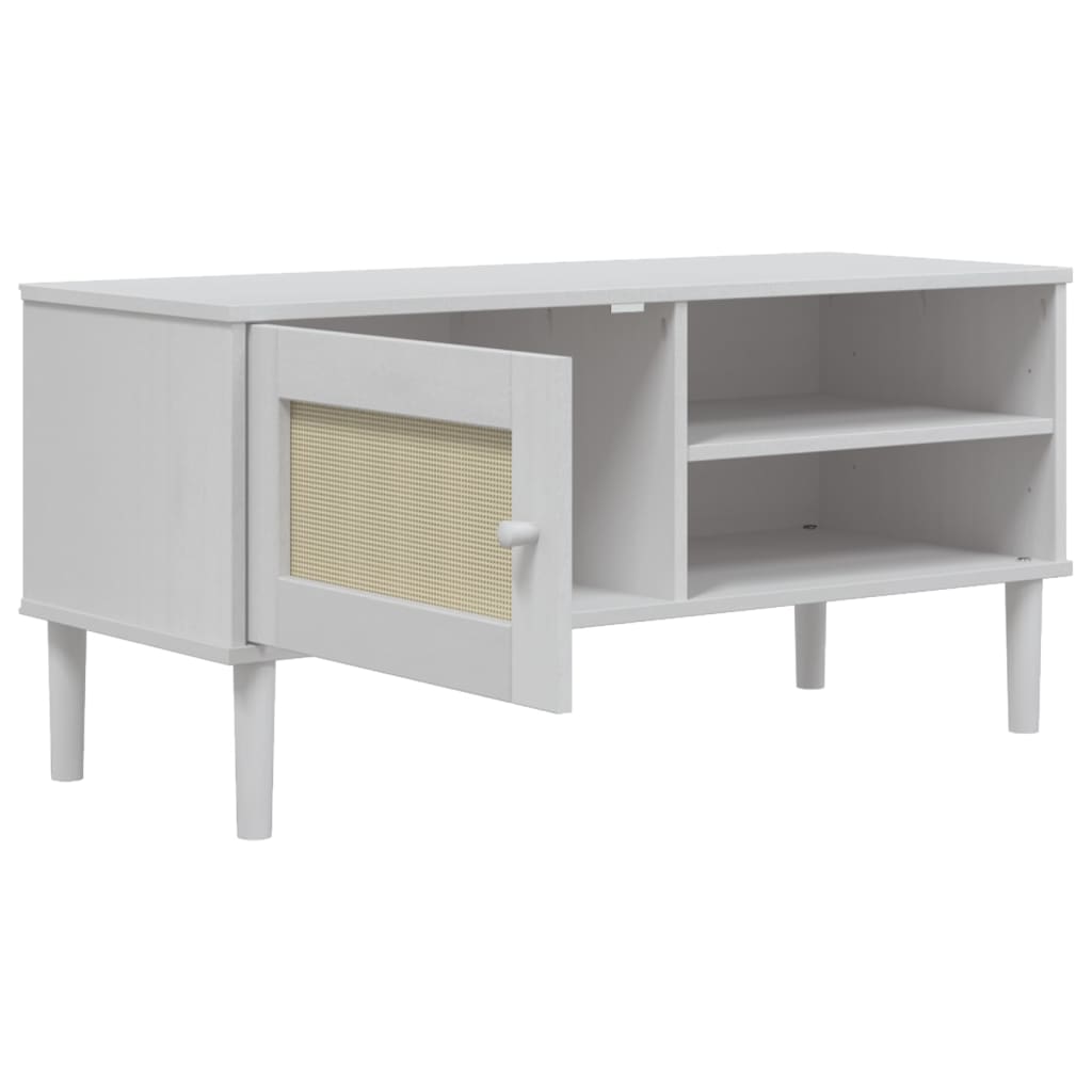 Tv Skříňka Senja Ratanový Vzhled 106 X 40 X 49 Cm Borovice