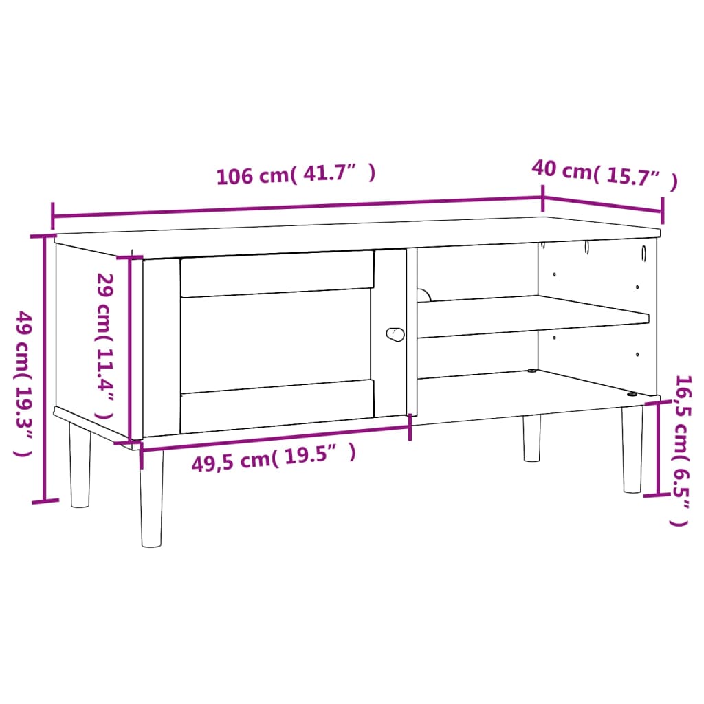 Tv Skříňka Senja Ratanový Vzhled 106 X 40 X 49 Cm Borovice