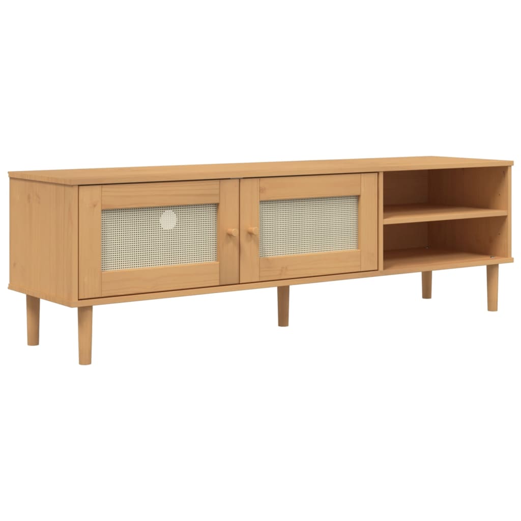 Tv Skříňka Senja Ratanový Vzhled 158X40X49 Cm Borovice