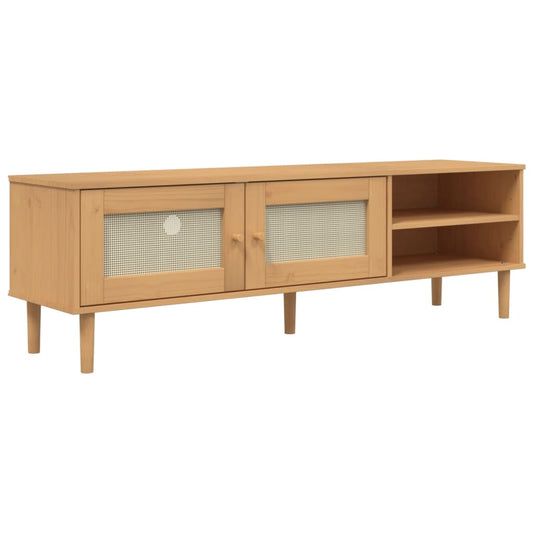 Tv Skříňka Senja Ratanový Vzhled 158X40X49 Cm Borovice
