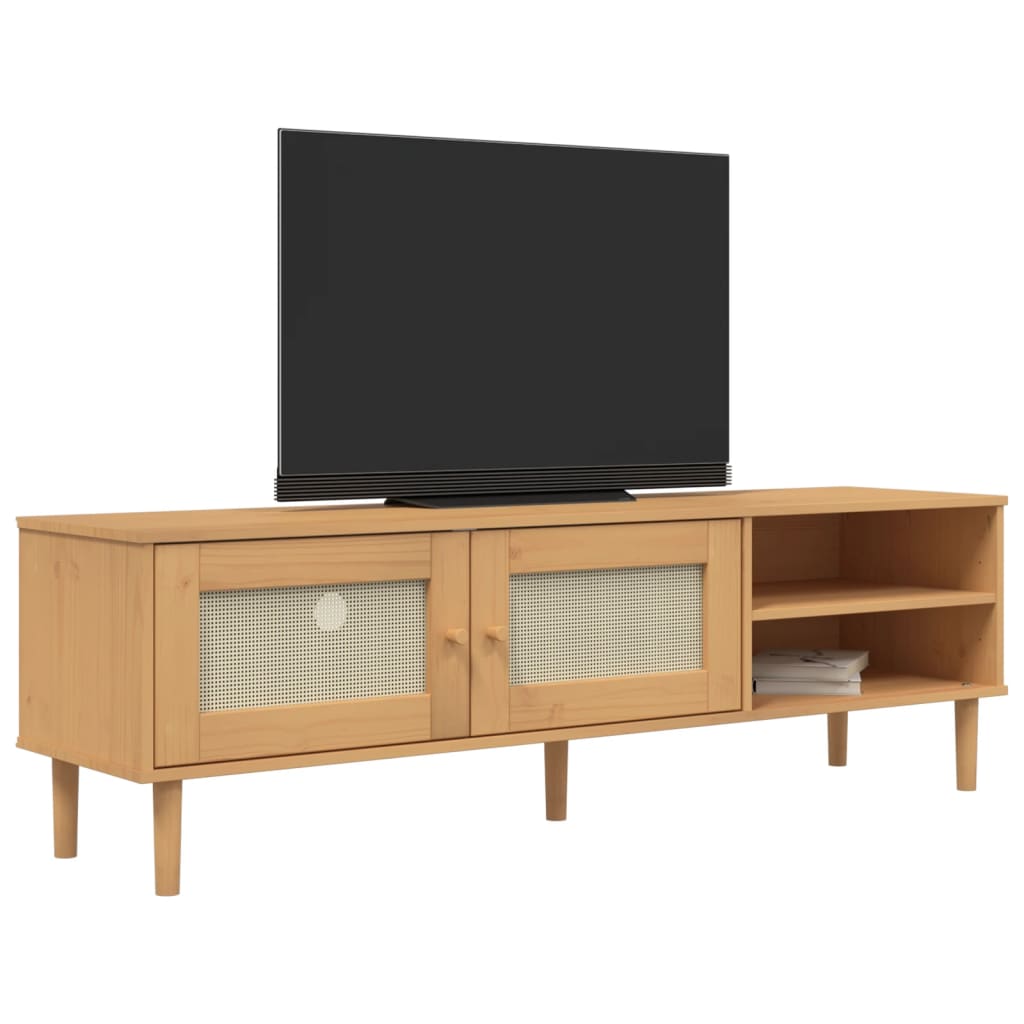 Tv Skříňka Senja Ratanový Vzhled 158X40X49 Cm Borovice