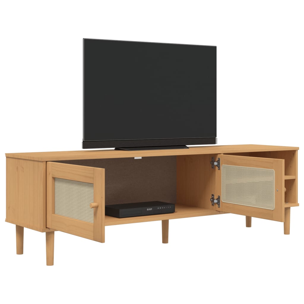 Tv Skříňka Senja Ratanový Vzhled 158X40X49 Cm Borovice