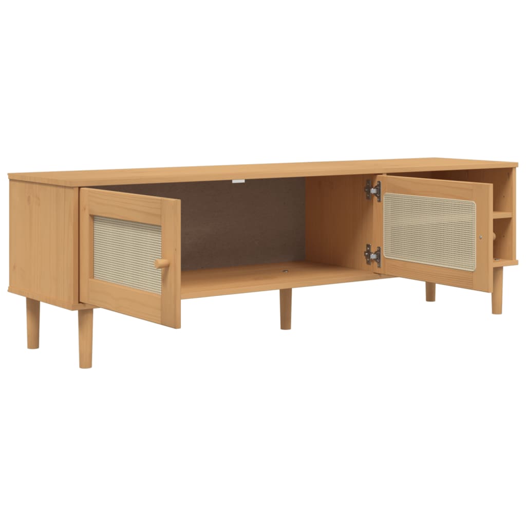 Tv Skříňka Senja Ratanový Vzhled 158X40X49 Cm Borovice