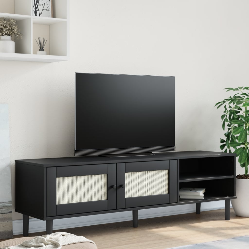 Tv Skříňka Senja Ratanový Vzhled 158X40X49 Cm Borovice