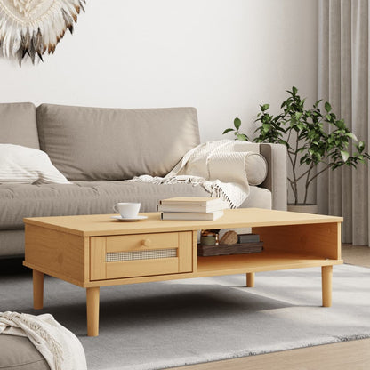 Konferenční Stolek Senja Vzhled Ratanu Bílý 100X55X33 Cm Masiv