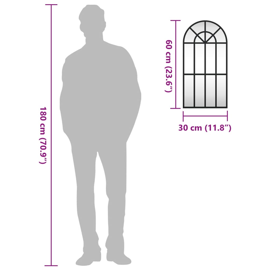 Nástěnné Zrcadlo Černé Oblouk Železo