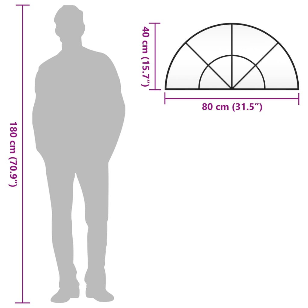 Nástěnné Zrcadlo Černé Oblouk Železo