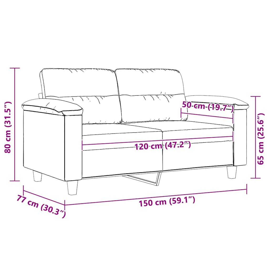 2Místná Pohovka Černá 120 Cm Tkanina Z Mikrovlákna