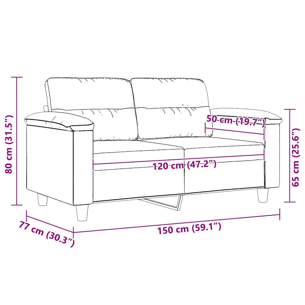 2Místná Pohovka Černá 120 Cm Tkanina Z Mikrovlákna