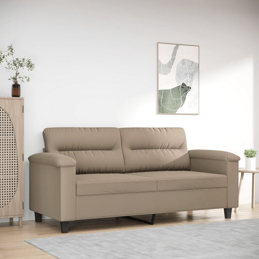 2Místná Pohovka Taupe 140 Cm Tkanina Z Mikrovlákna