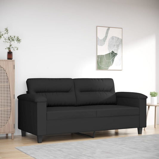 2Místná Pohovka Černá 140 Cm Tkanina Z Mikrovlákna