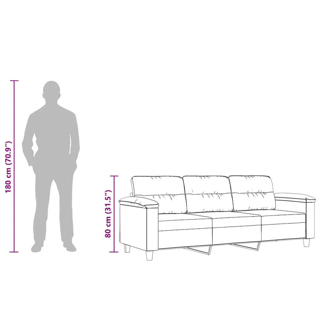 3Místná Pohovka Černá 180 Cm Tkanina Z Mikrovlákna