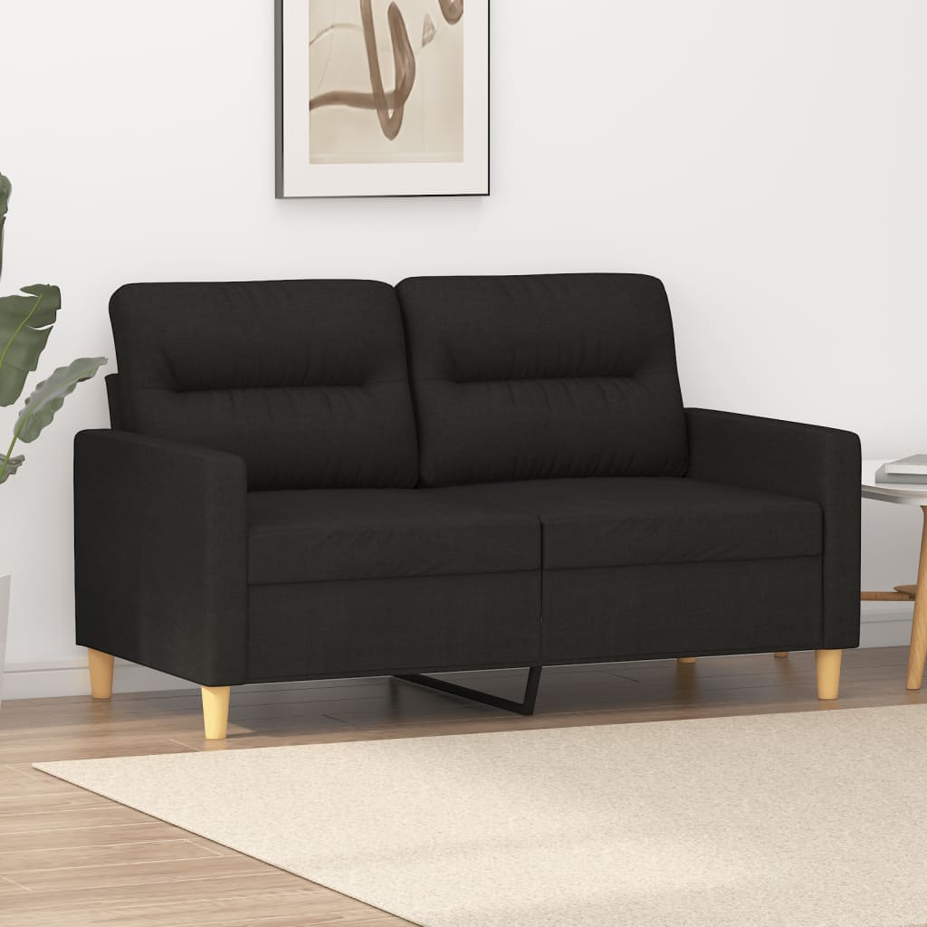 2Místná Pohovka Černá 120 Cm Textil