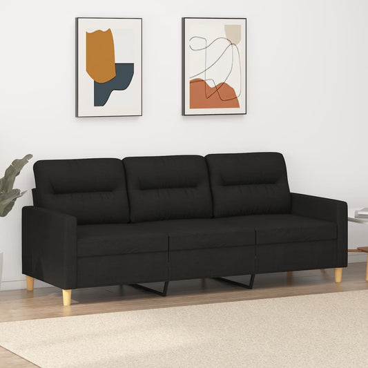 3Místná Pohovka Černá 180 Cm Textil