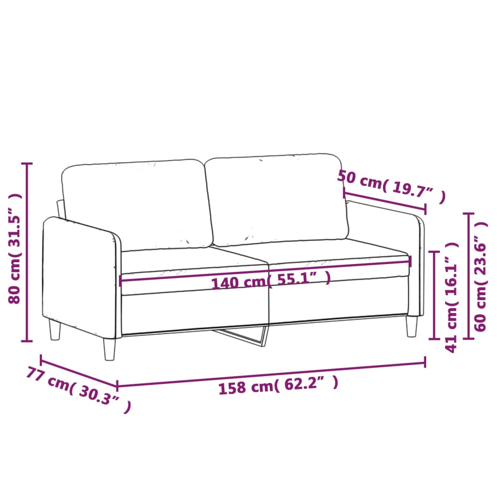2Místná Pohovka Světle Žlutá 140 Cm Textil