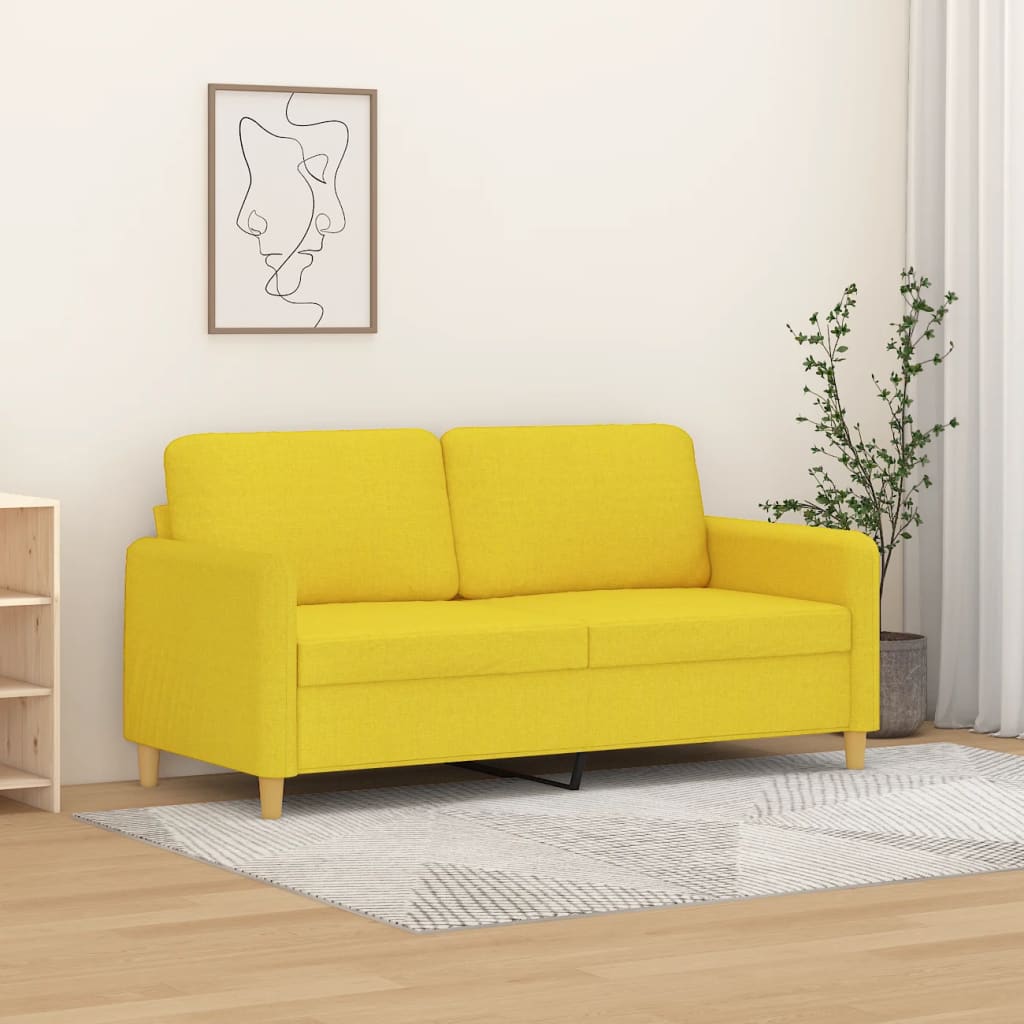 2Místná Pohovka Světle Žlutá 140 Cm Textil