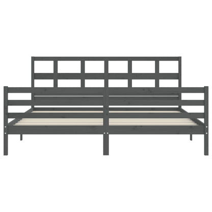 Rám Postele S Čelem Šedý 200 X 200 Cm Masivní Dřevo