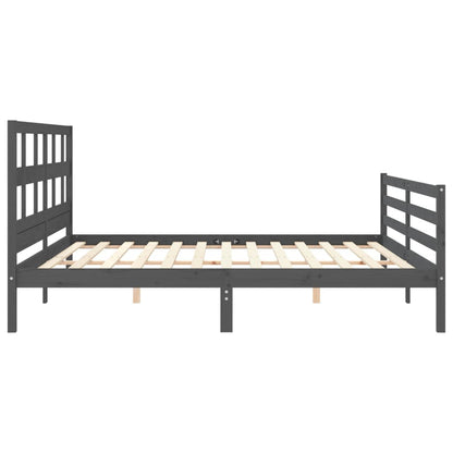 Rám Postele S Čelem Šedý 200 X 200 Cm Masivní Dřevo