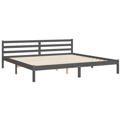 Rám Postele S Čelem Šedý 200 X 200 Cm Masivní Dřevo