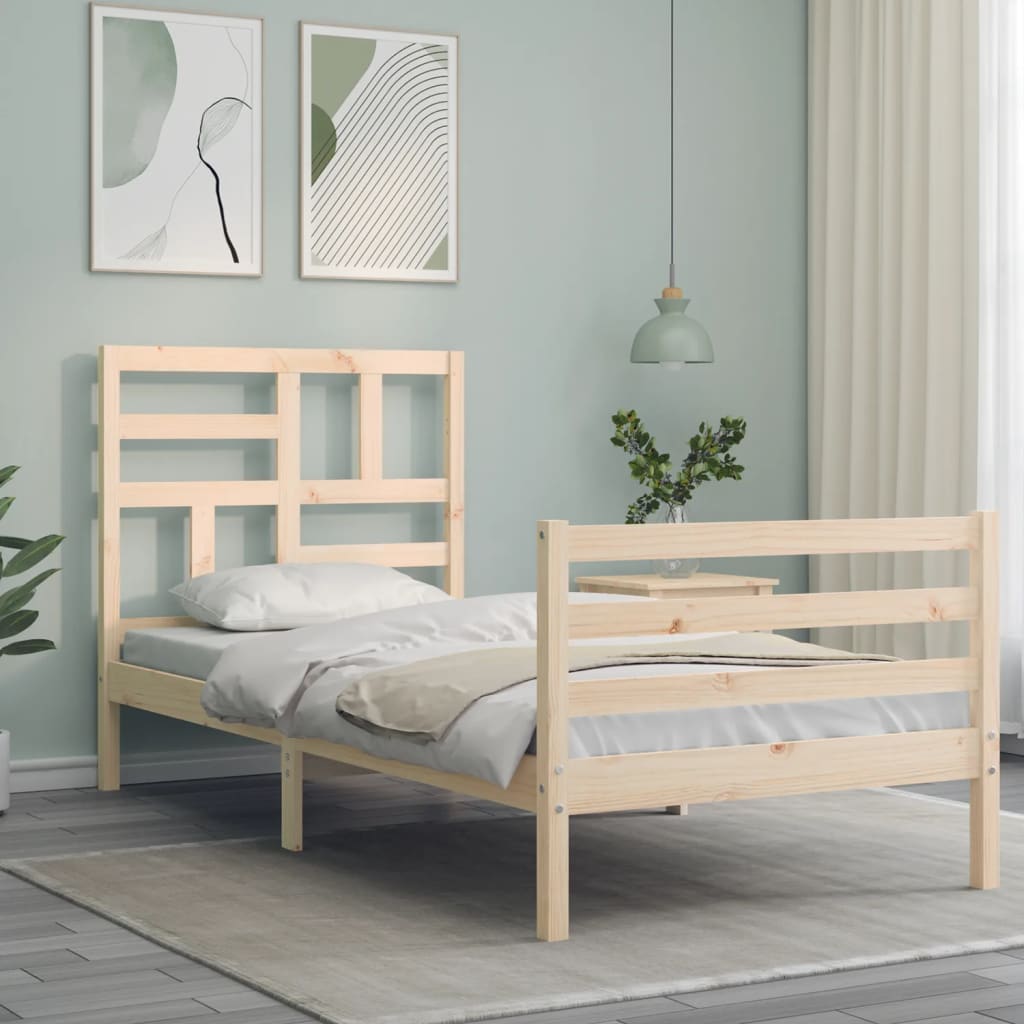 Rám Postele S Čelem 100 X 200 Cm Masivní Dřevo
