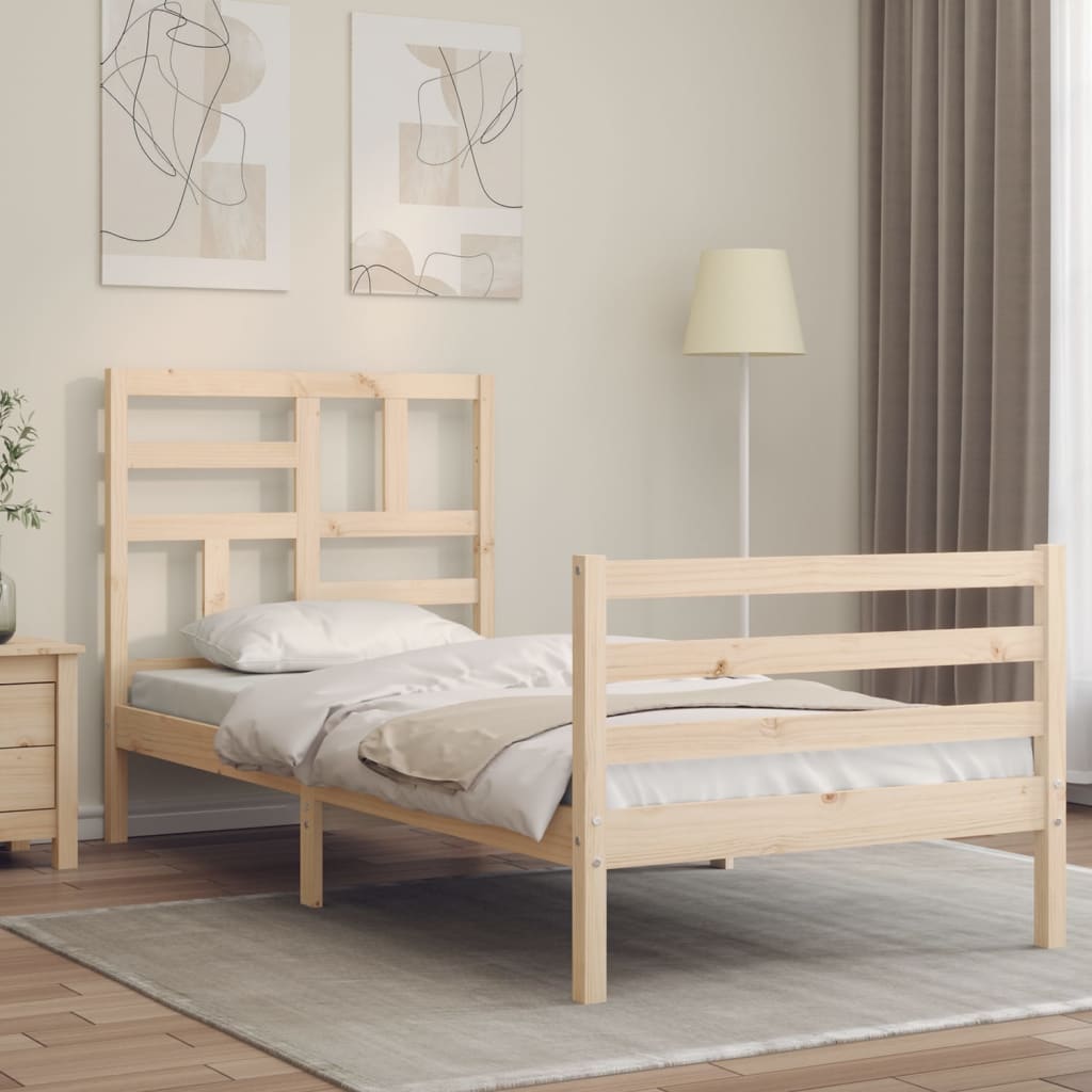 Rám Postele S Čelem 100 X 200 Cm Masivní Dřevo