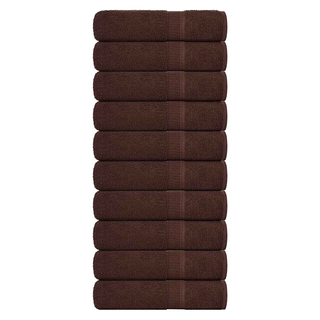 Koupelových Osušek 10 Ks Hnědé 360 G/M² 100% Bavlna Hnědá