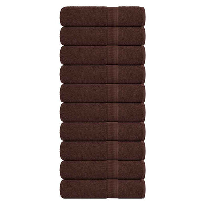 Koupelových Osušek 10 Ks Hnědé 360 G/M² 100% Bavlna Hnědá