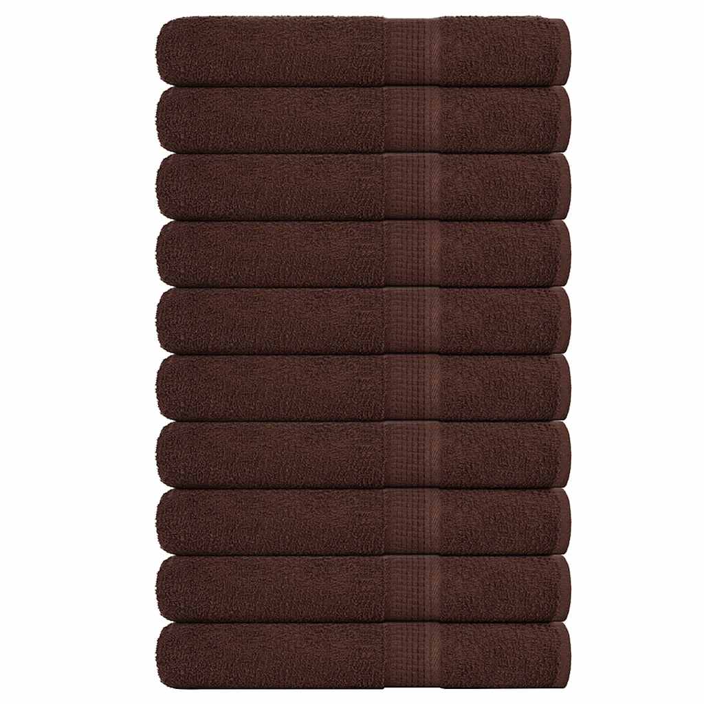 Koupelových Osušek 10 Ks Hnědé 360 G/M² 100% Bavlna Hnědá